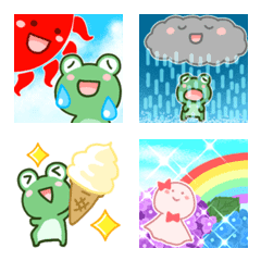 可愛的青蛙享受下雨天