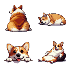 Pixel art laziness fat corgi emoji