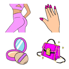 อิโมจิไลน์ Pink Aesthetic Girl Emojis