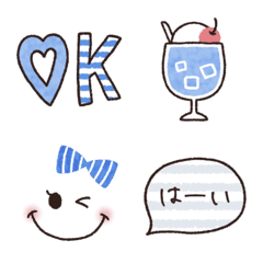 อิโมจิไลน์ Simple and cute summer blue emoji