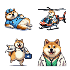 Pixel art doctor fat shiba emoji