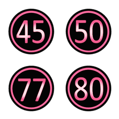 黑色粉紅色圓形數字(41-80)