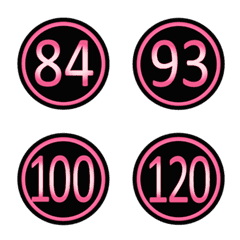 黑色粉紅色圓形數字(81-120)