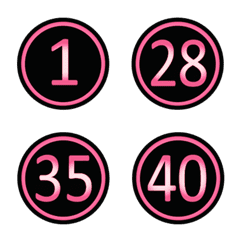black pink round numbers(1-40)