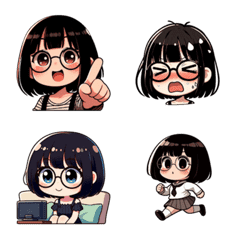 Girl with short hair and glasses v.5