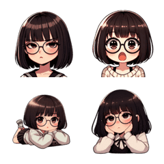 Girl with short hair and glasses v.4