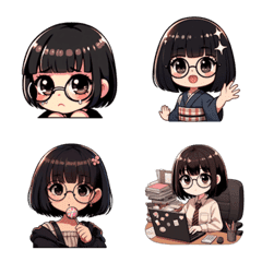 Girl with short hair and glasses v.3