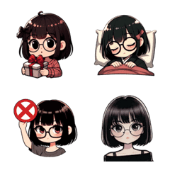 Girl with short hair and glasses v.1