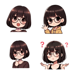 Girl with short hair and glasses v.2