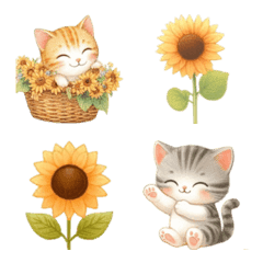 Cat And Sunflower Emoji 5
