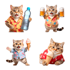 อิโมจิไลน์ Chubby Kitten Emoji Aloha shirt/SMR