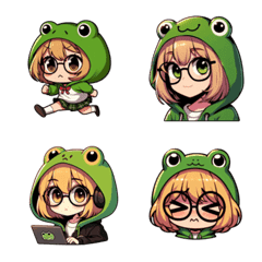 Little girl wearing a cute frog hoodie 1