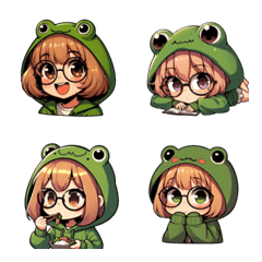 Little girl wearing a frog hoodie 2