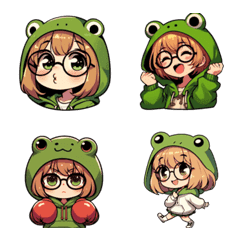 Little girl wearing a frog hoodie 3