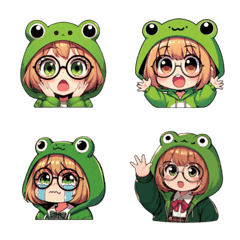 Little girl wearing a frog hoodie 4