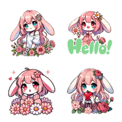 flower lady with rabbit ear emoji