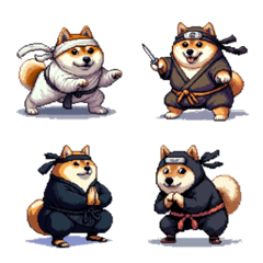 Pixel art Ninja fat shiba emoji