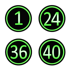 Black fresh green round numbers(1-40)