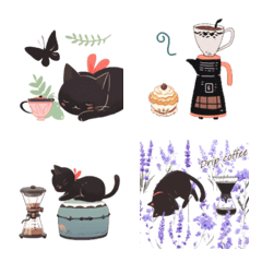 kawaii cat and Coffee EMOJI