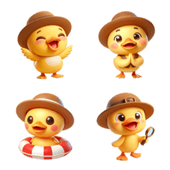Emoji Cute Yellow Duck with Brown Hat