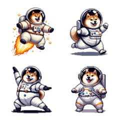 Pixelart Space traveling fat shiba emoji