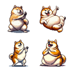 Pixel art Polite word fat shiba emoji