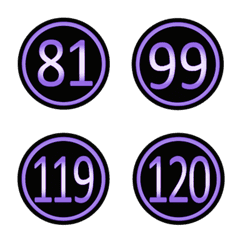 黑色紫色圓形數字(81-120)