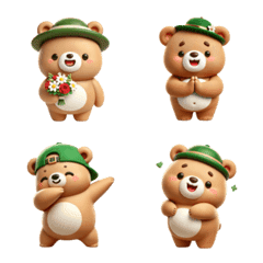 Emoji Cute Bear with Green Hat