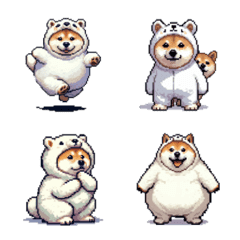 Pixel art polar bear fat shiba emoji