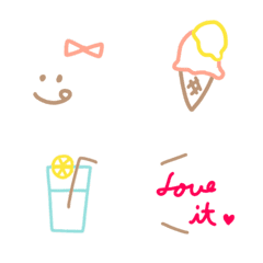 simple line Emoji including foods