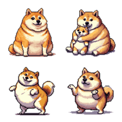 Pixel art tohoku fat shiba emoji