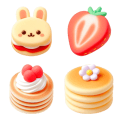 อิโมจิไลน์ Rabbit Pancake Emoji 15