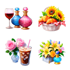 French Flower & Food Emoji Painting