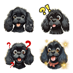 Cute Black American Cocker Spaniel Emoji