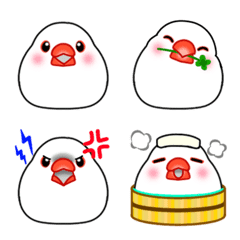 White Java sparrow_Animated Emoji