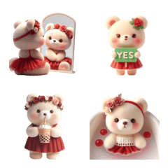 Cute red rose bear emoji 2