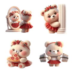 Cute red rose bear emoji