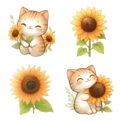 อิโมจิไลน์ Cat And Sunflower Emoji 8