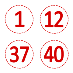 Round dotted numbers (1_40)red