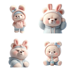 Pastel rabbit bear, many moods 5