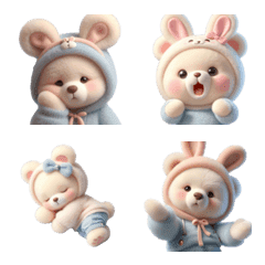 Pastel rabbit bear, many moods 4