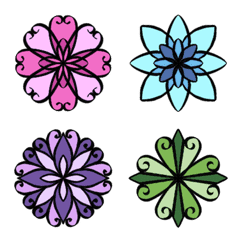 Geometric pattern colorful flowers