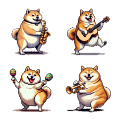 Pixel art positive fat shiba emoji