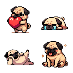 Gently accompanied by a dot-style pug