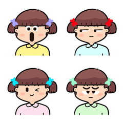 อิโมจิไลน์ Cute two ponytail girl emoji