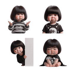 cute chubby girl Short bob with bangs 2