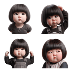 cute chubby girl Short bob with bangs 3