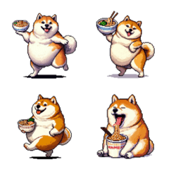 Pixel art love ramen fat shiba emoji