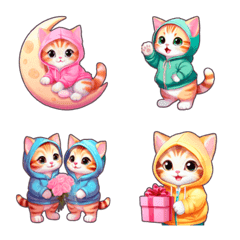 Chubby Kitten Emoji Hoodie-Dairy