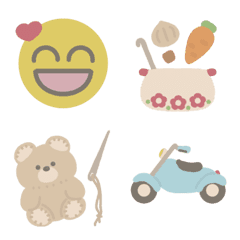 อิโมจิไลน์ Emojis in soft, muted colors.